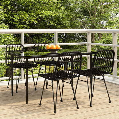 Set da Pranzo da Giardino 5 pz Nero in Polyrattan | homemem39