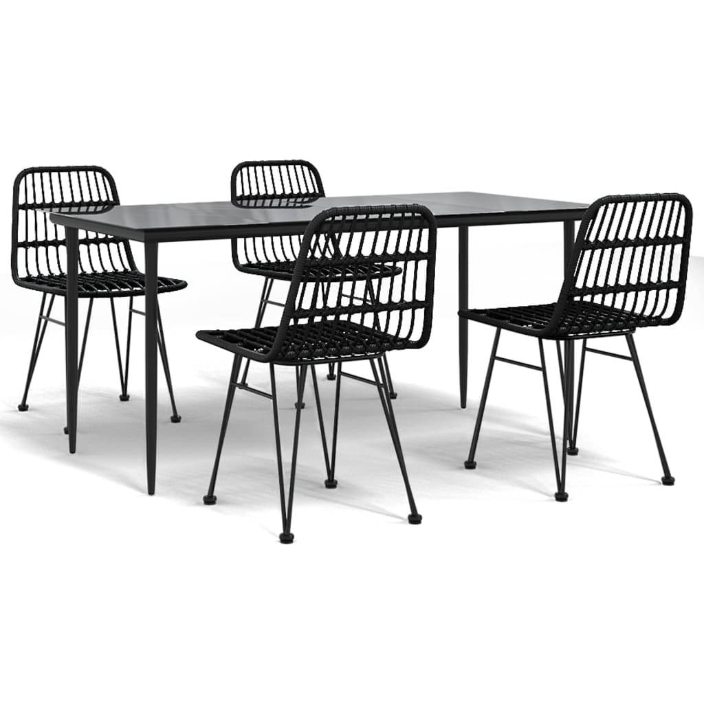 Set da Pranzo da Giardino 5 pz Nero in Polyrattan | homemem39