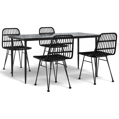 Set da Pranzo da Giardino 5 pz Nero in Polyrattan | homemem39