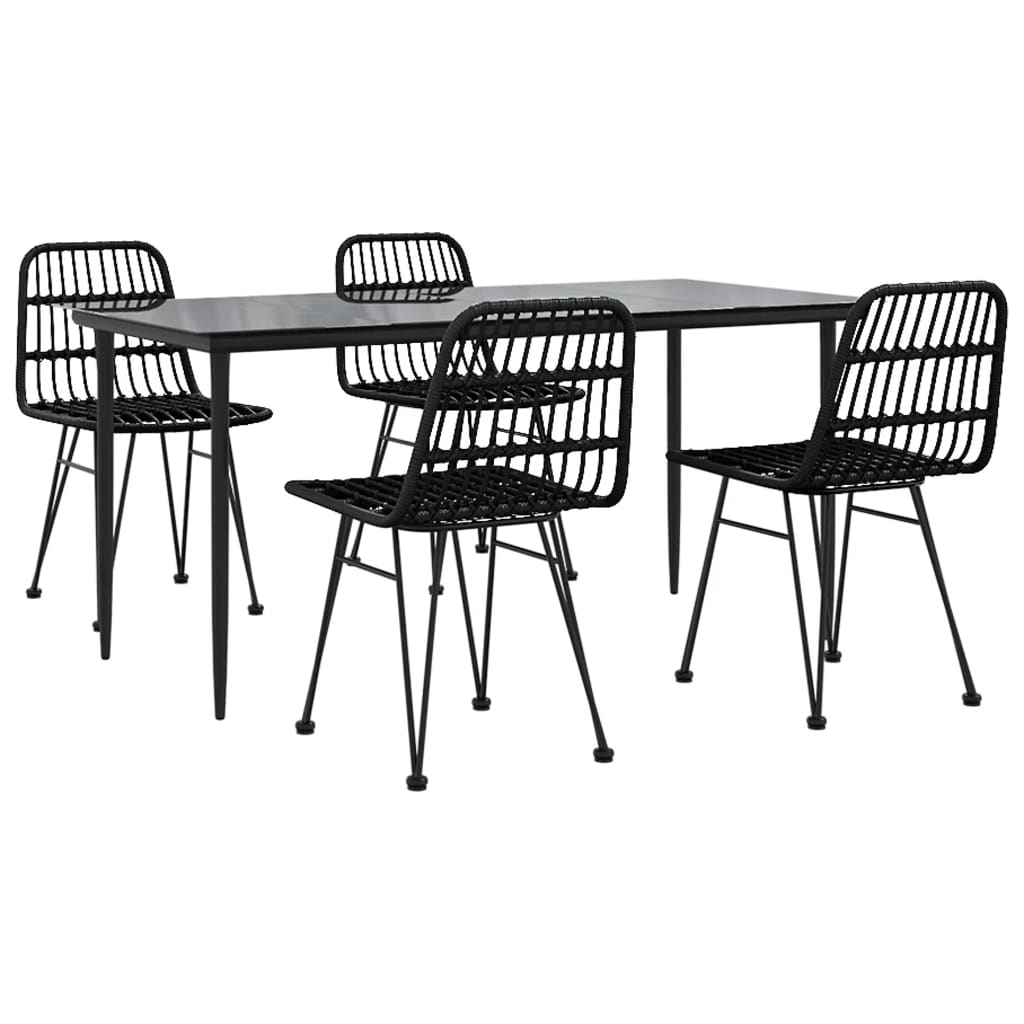 Set da Pranzo da Giardino 5 pz Nero in Polyrattan | homemem39