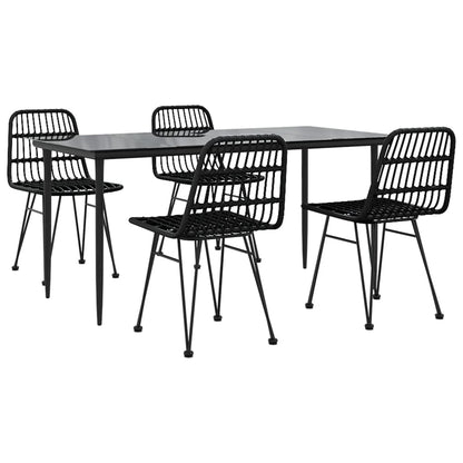 Set da Pranzo da Giardino 5 pz Nero in Polyrattan | homemem39