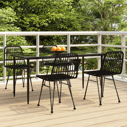 Set da Pranzo da Giardino 5 pz Nero in Polyrattan | homemem39