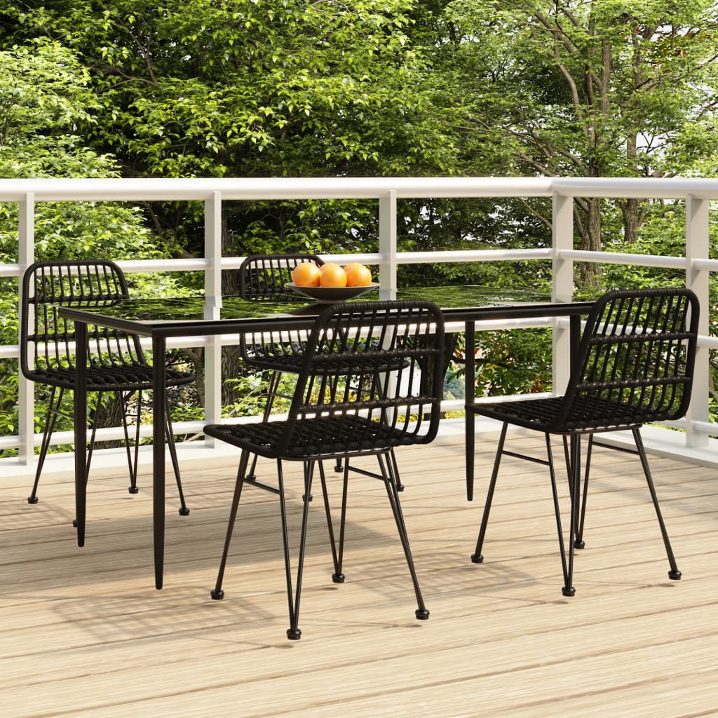 Set da Pranzo da Giardino 5 pz Nero in Polyrattan - homemem39