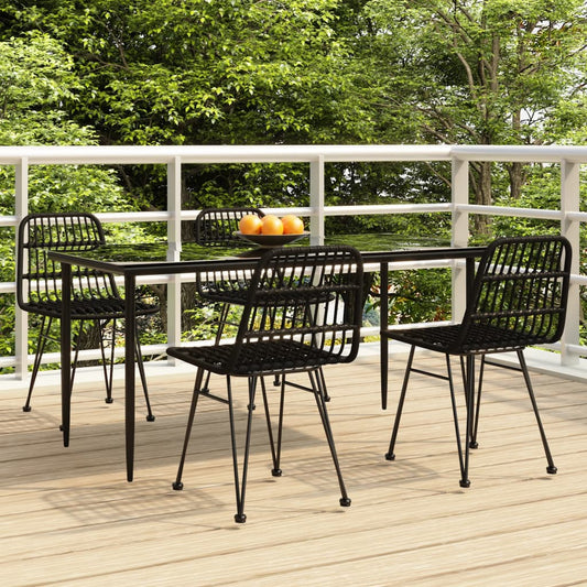 Set da Pranzo da Giardino 5 pz Nero in Polyrattan - homemem39