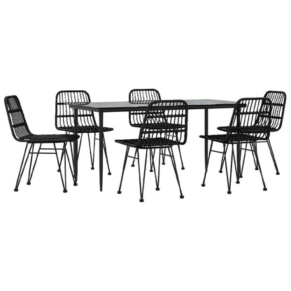 Set da Pranzo da Giardino 7 pz Nero in Polyrattan - homemem39