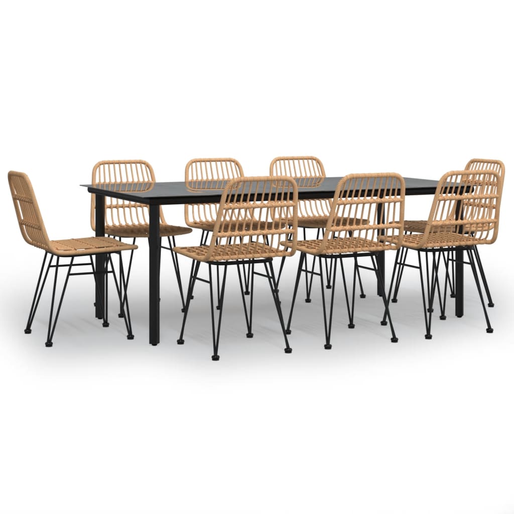 Set da Pranzo da Giardino 9 pz in Polyrattan - homemem39
