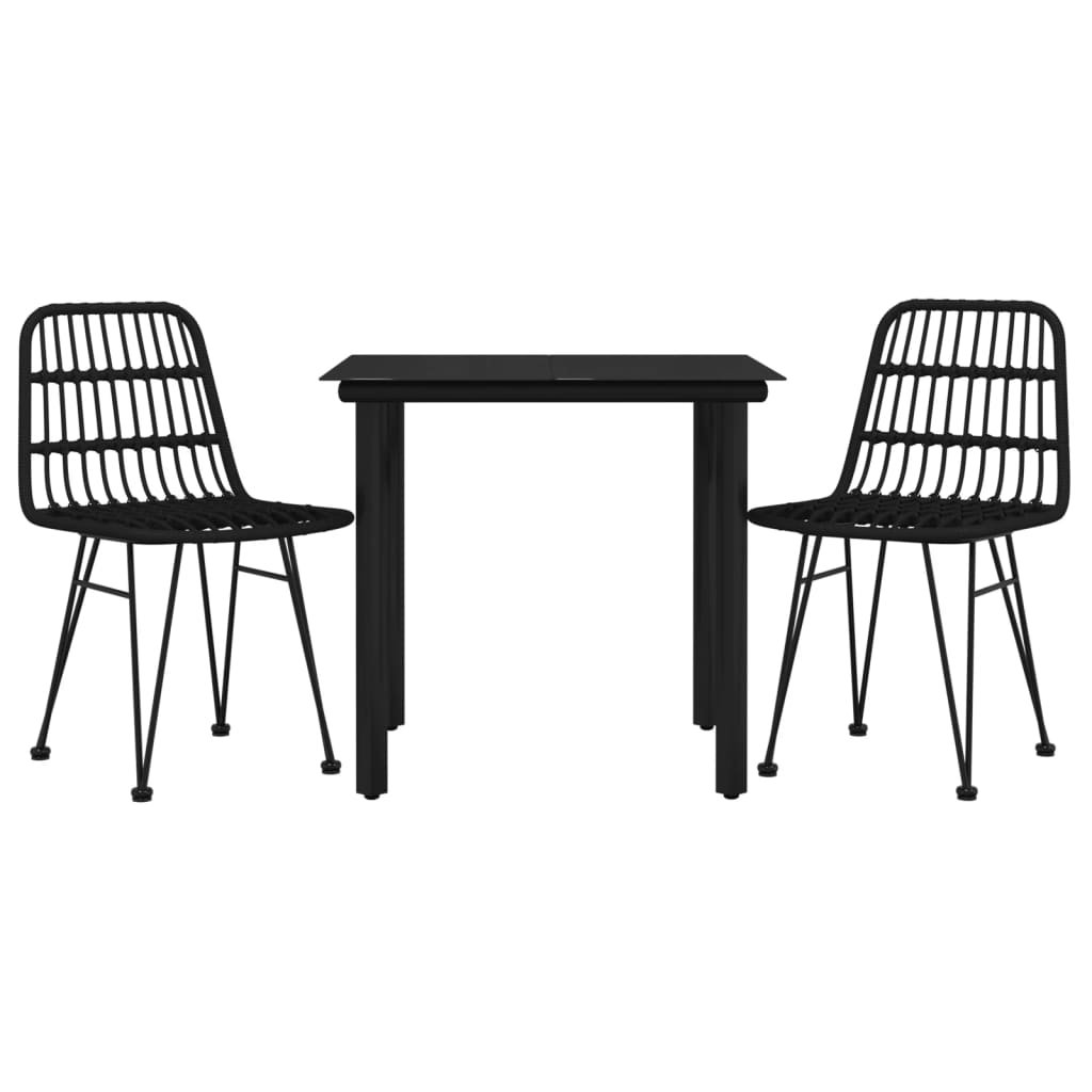 Set da Pranzo da Giardino 3 pz Nero in Polyrattan | homemem39