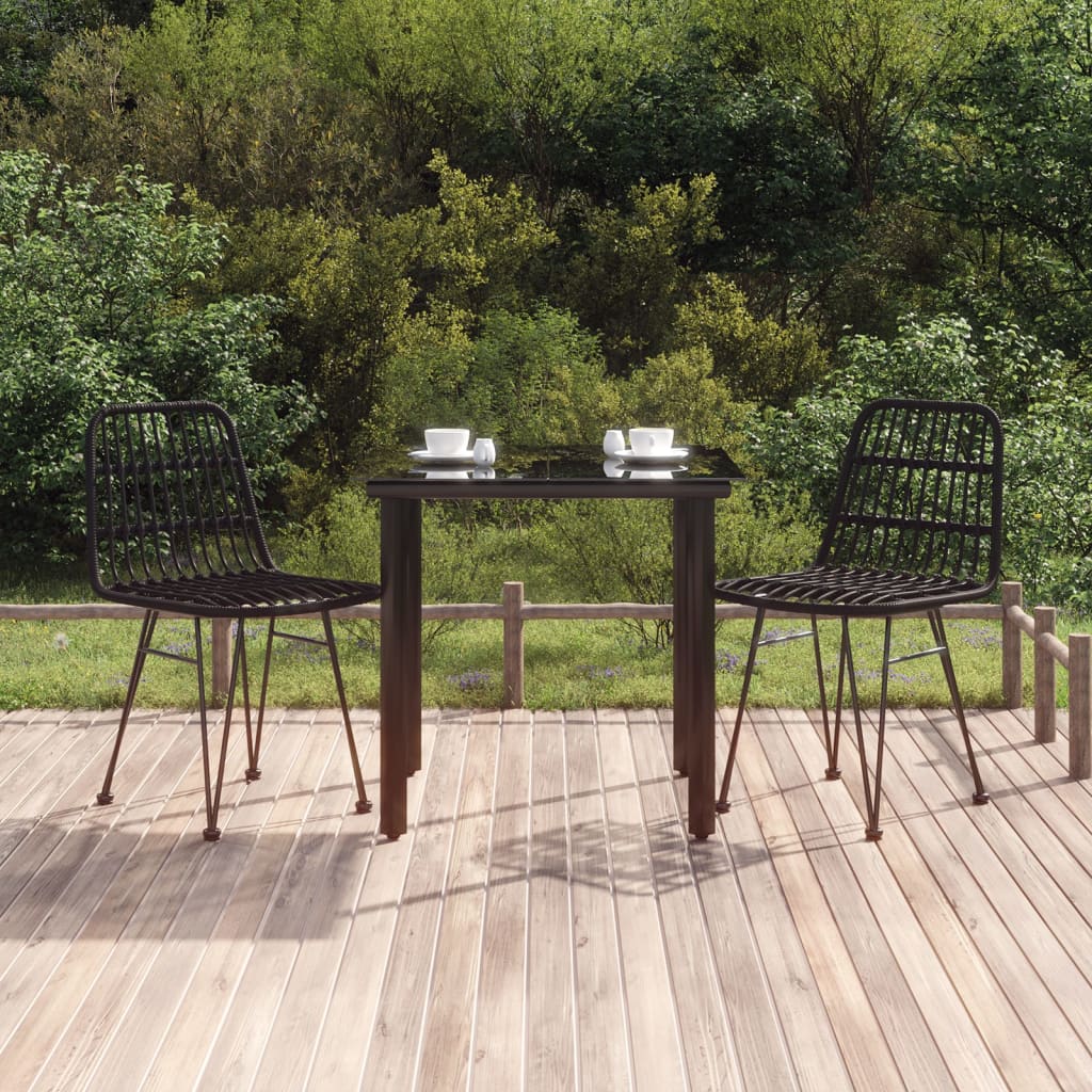 Set da Pranzo da Giardino 3 pz Nero in Polyrattan | homemem39