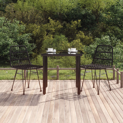 Set da Pranzo da Giardino 3 pz Nero in Polyrattan | homemem39