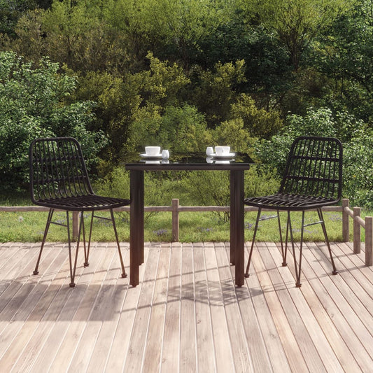 Set da Pranzo da Giardino 3 pz Nero in Polyrattan - homemem39