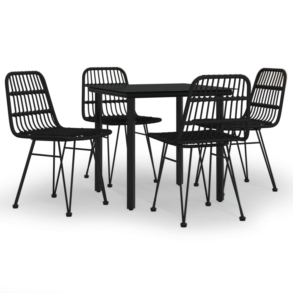 Set da Pranzo da Giardino 5 pz Nero in Polyrattan | homemem39
