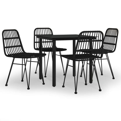 Set da Pranzo da Giardino 5 pz Nero in Polyrattan - homemem39