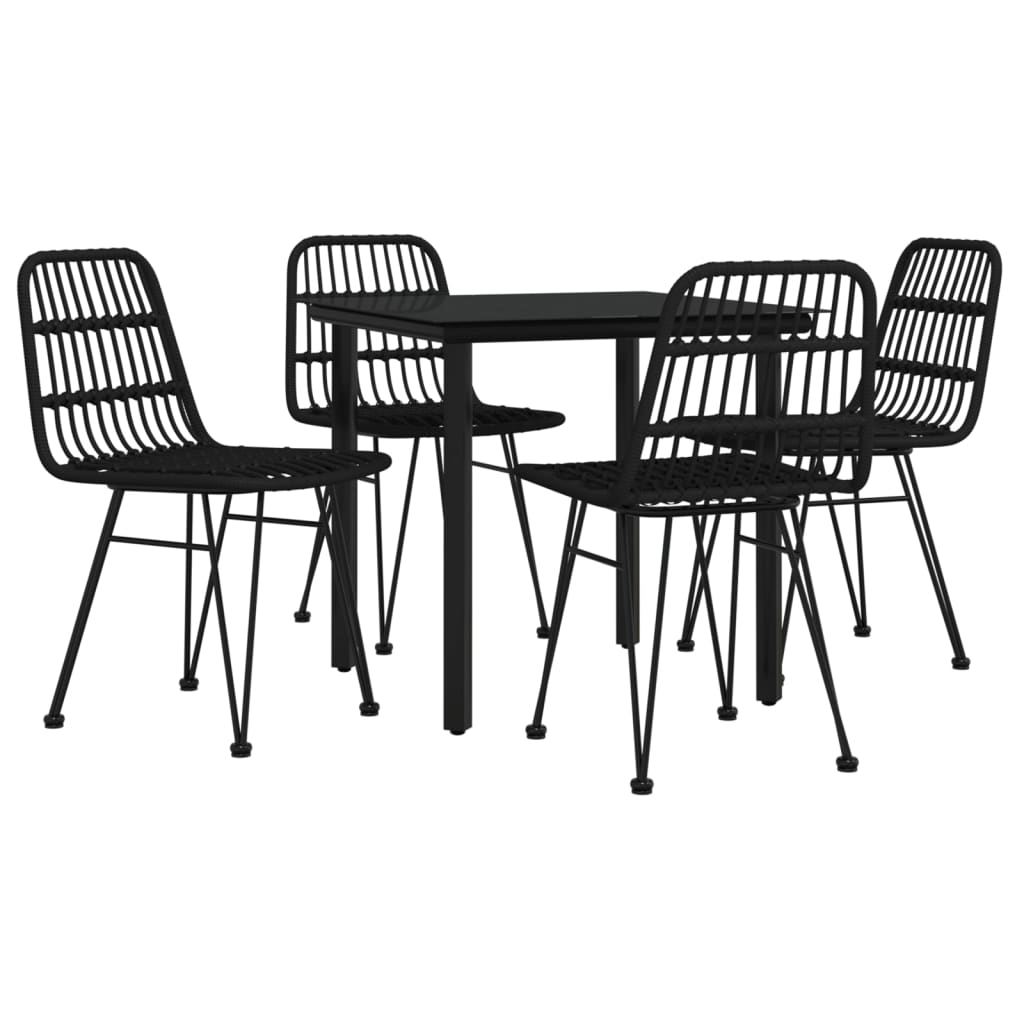 Set da Pranzo da Giardino 5 pz Nero in Polyrattan - homemem39