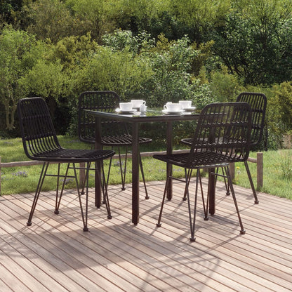 Set da Pranzo da Giardino 5 pz Nero in Polyrattan | homemem39