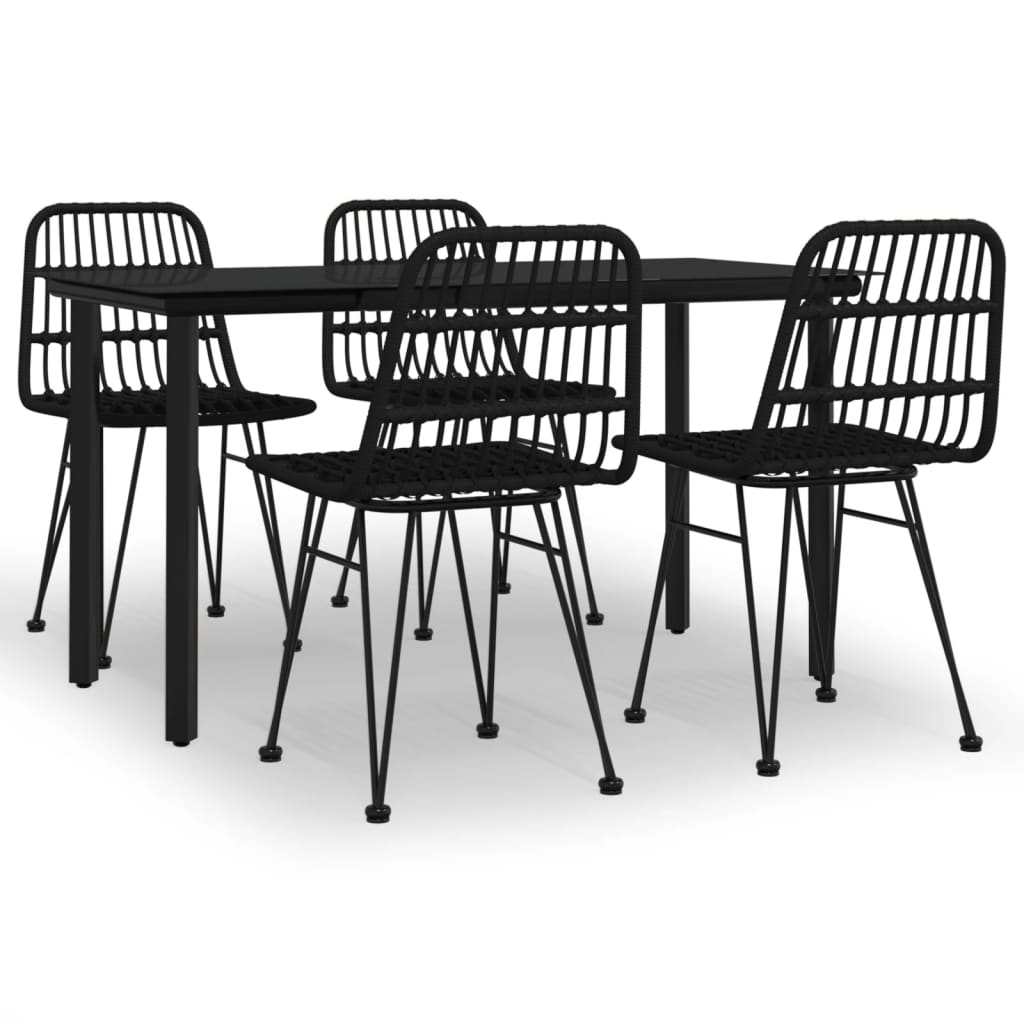 Set da Pranzo da Giardino 5 pz Nero in Polyrattan - homemem39