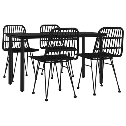 Set da Pranzo da Giardino 5 pz Nero in Polyrattan - homemem39