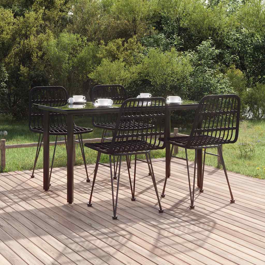 Set da Pranzo da Giardino 5 pz Nero in Polyrattan | homemem39