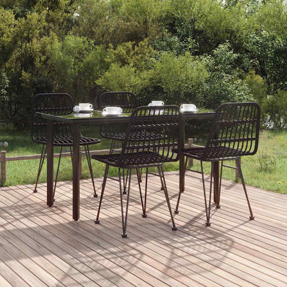 Set da Pranzo da Giardino 5 pz Nero in Polyrattan | homemem39