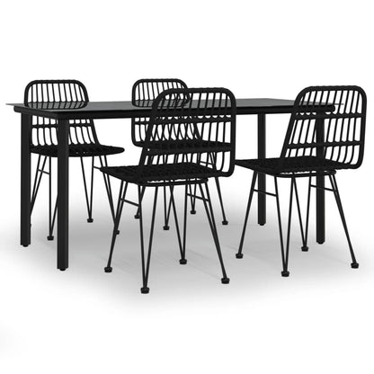 Set da Pranzo da Giardino 5 pz Nero in Polyrattan | homemem39