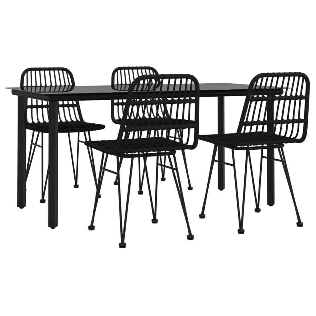 Set da Pranzo da Giardino 5 pz Nero in Polyrattan | homemem39