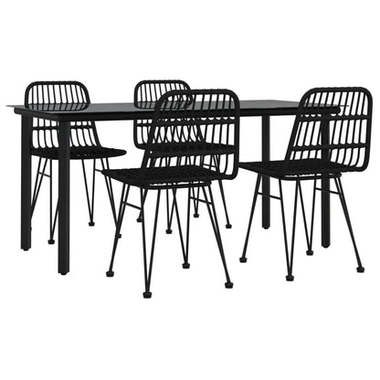 Set da Pranzo da Giardino 5 pz Nero in Polyrattan | homemem39