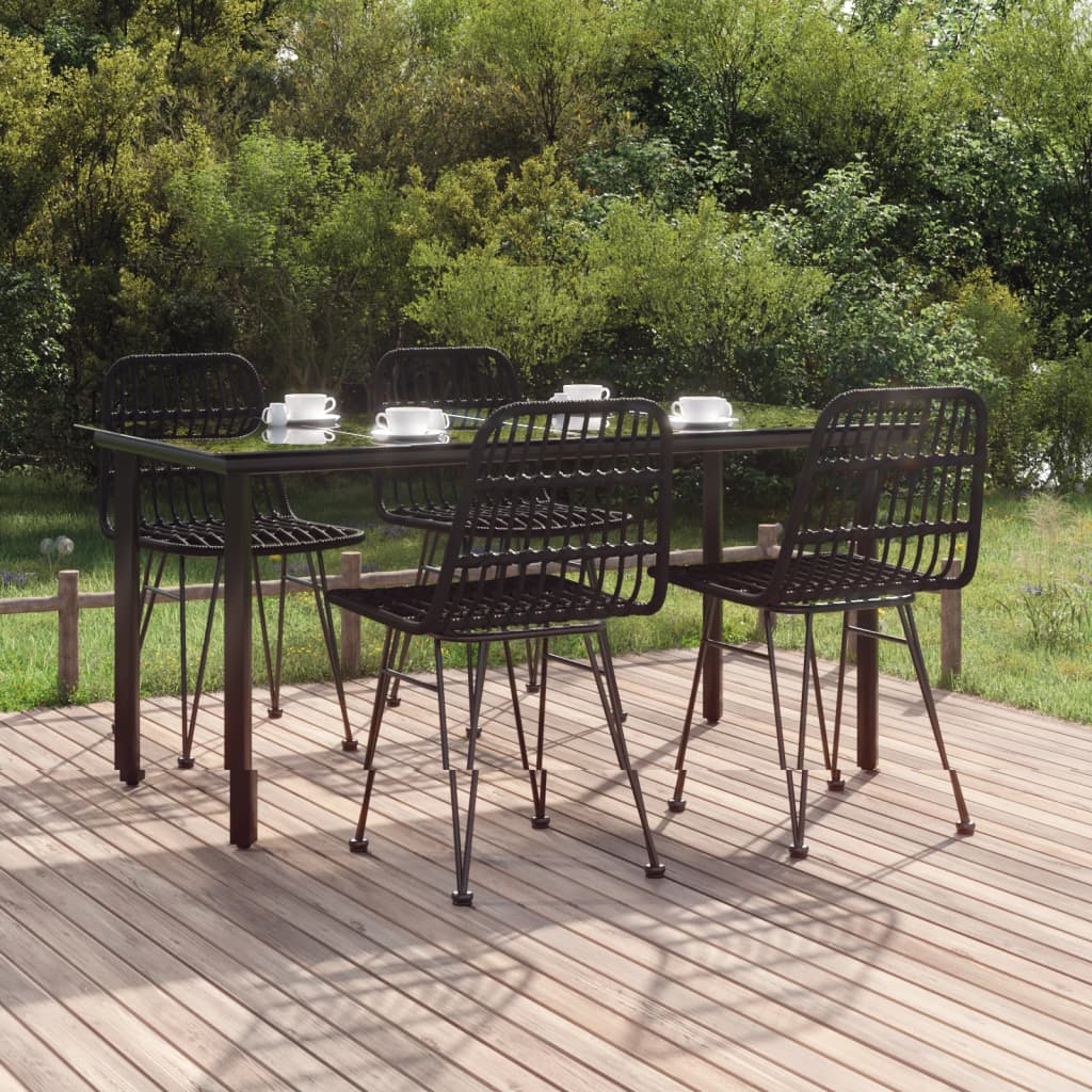 Set da Pranzo da Giardino 5 pz Nero in Polyrattan | homemem39