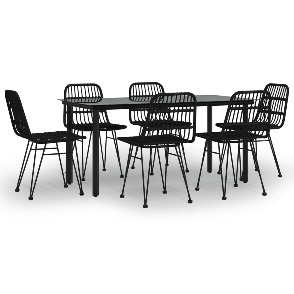 Set da Pranzo da Giardino 7 pz Nero in Polyrattan | homemem39