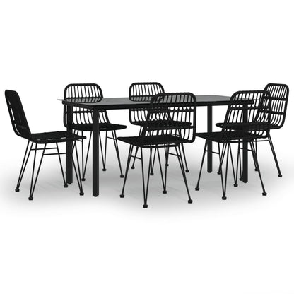 Set da Pranzo da Giardino 7 pz Nero in Polyrattan | homemem39