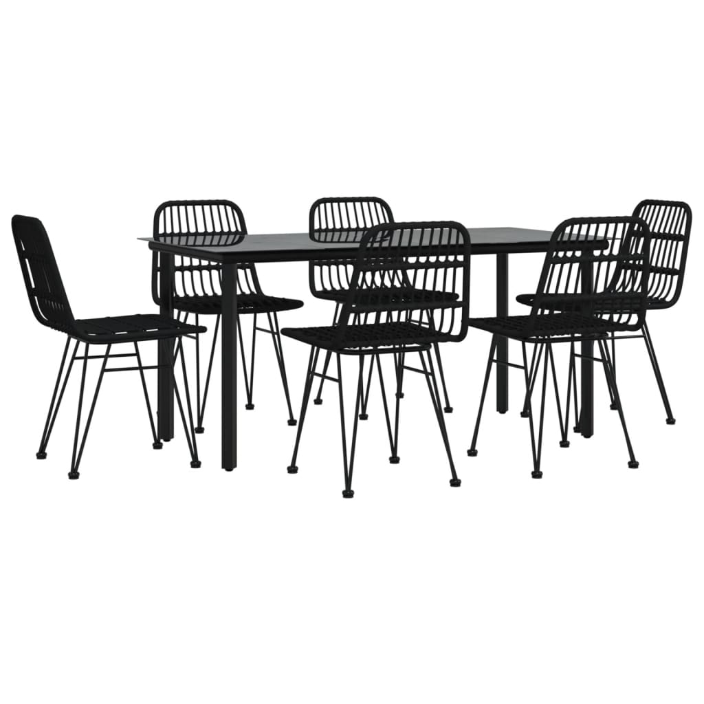 Set da Pranzo da Giardino 7 pz Nero in Polyrattan | homemem39