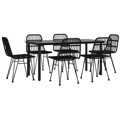 Set da Pranzo da Giardino 7 pz Nero in Polyrattan | homemem39