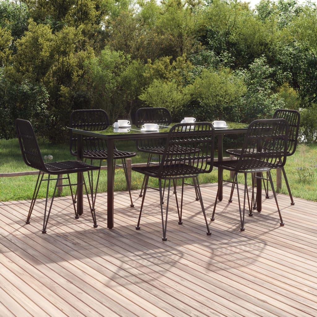 Set da Pranzo da Giardino 7 pz Nero in Polyrattan | homemem39