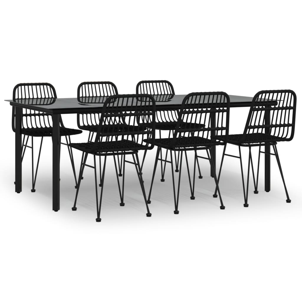 Set da Pranzo da Giardino 7 pz Nero in Polyrattan | homemem39