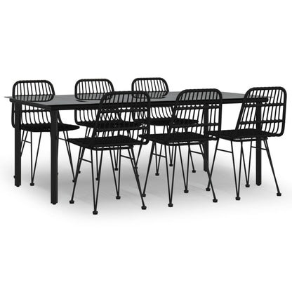 Set da Pranzo da Giardino 7 pz Nero in Polyrattan - homemem39