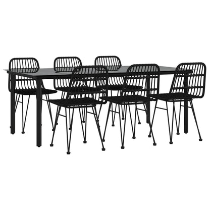Set da Pranzo da Giardino 7 pz Nero in Polyrattan - homemem39