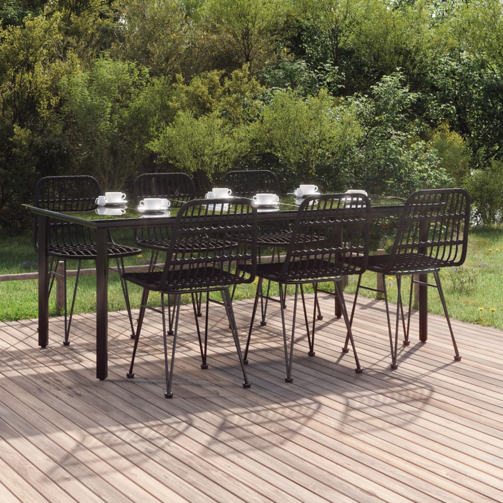 Set da Pranzo da Giardino 7 pz Nero in Polyrattan | homemem39