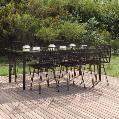 Set da Pranzo da Giardino 7 pz Nero in Polyrattan | homemem39