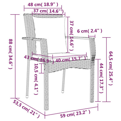 Set da Pranzo da Giardino 7 pz Nero con Cuscini in Polyrattan | homemem39
