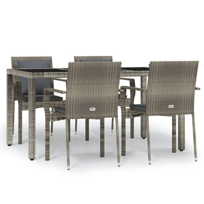 Set da Pranzo da Giardino 5 pz con Cuscini in Polyrattan Grigio | homemem39