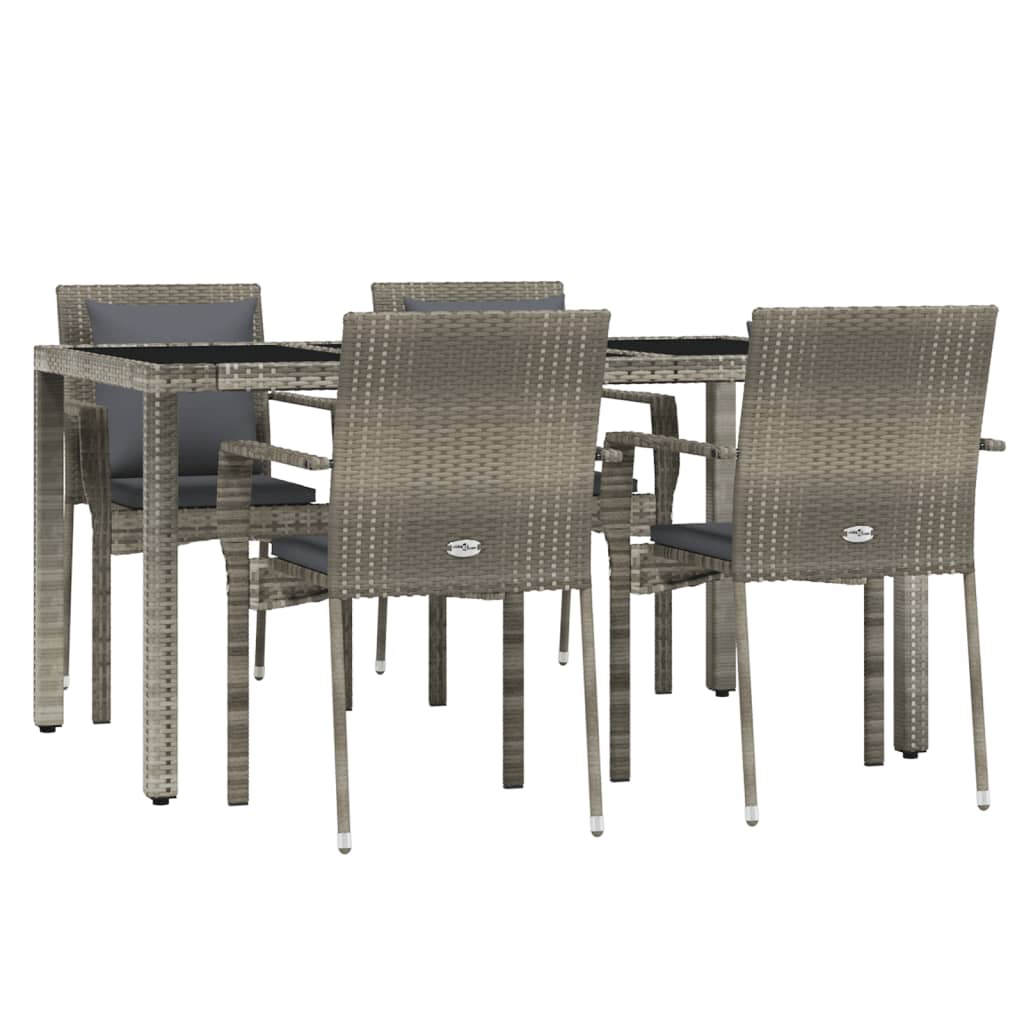 Set da Pranzo da Giardino 5 pz con Cuscini in Polyrattan Grigio | homemem39