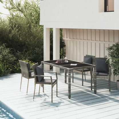 Set da Pranzo da Giardino 5 pz con Cuscini in Polyrattan Grigio | homemem39