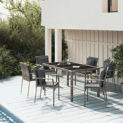 Set da Pranzo da Giardino 7 pz con Cuscini in Polyrattan Grigio - homemem39