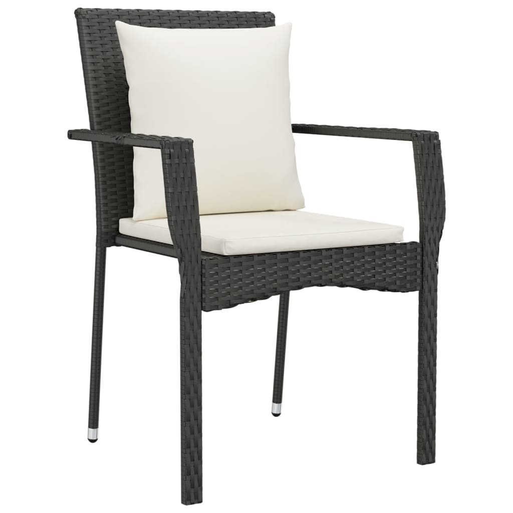 Set da Pranzo da Giardino 5 pz Nero con Cuscini in Polyrattan | homemem39