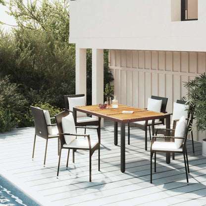 Set da Pranzo da Giardino 5 pz Nero con Cuscini in Polyrattan | homemem39