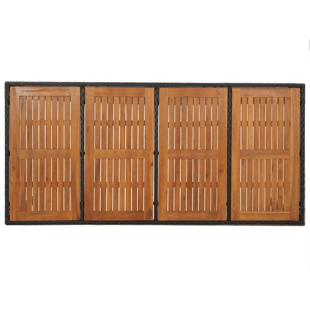 Set da Pranzo da Giardino 9 pz con Cuscini Nero in Polyrattan | homemem39