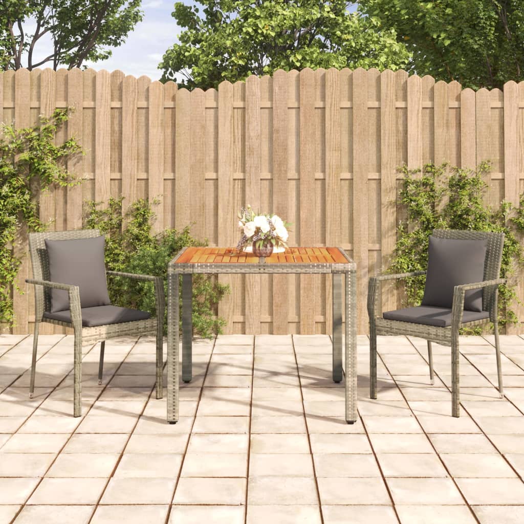 Set da Pranzo da Giardino 3 pz con Cuscini in Polyrattan Grigio - homemem39