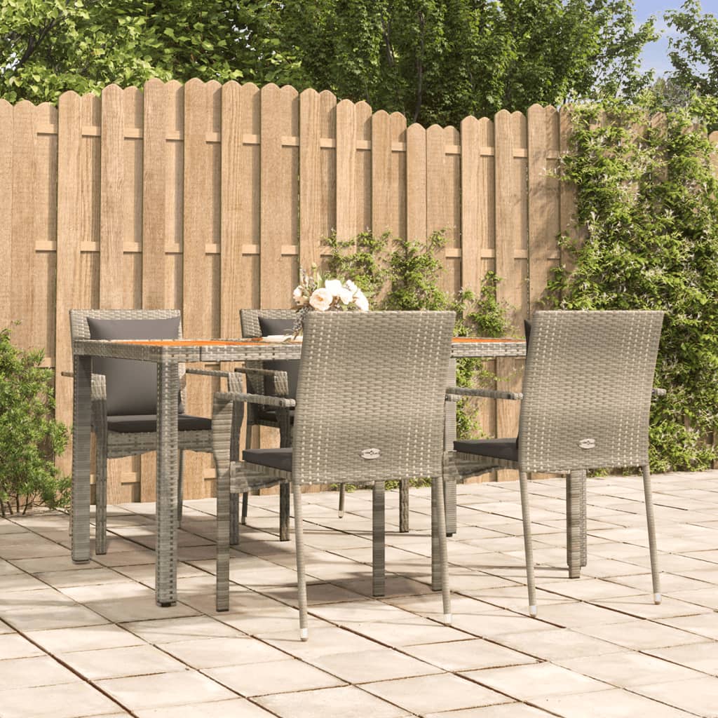 Set da Pranzo da Giardino 5 pz con Cuscini in Polyrattan Grigio | homemem39