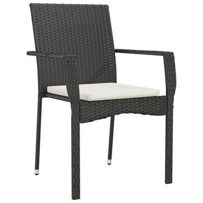 Set da Pranzo da Giardino 7 pz Nero con Cuscini in Polyrattan | homemem39