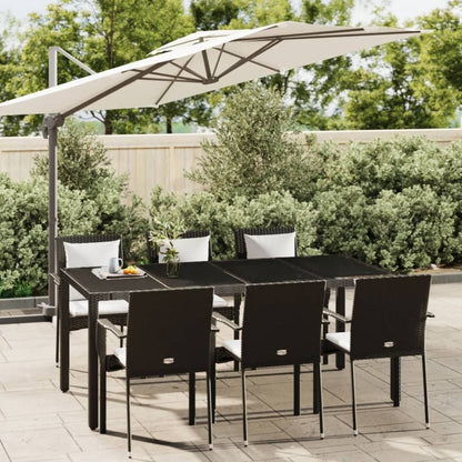 Set da Pranzo da Giardino 7 pz Nero con Cuscini in Polyrattan | homemem39