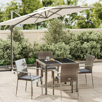 Set da Pranzo da Giardino 5 pz con Cuscini in Polyrattan Grigio - homemem39