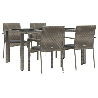 Set da Pranzo da Giardino 5 pz con Cuscini in Polyrattan Grigio | homemem39